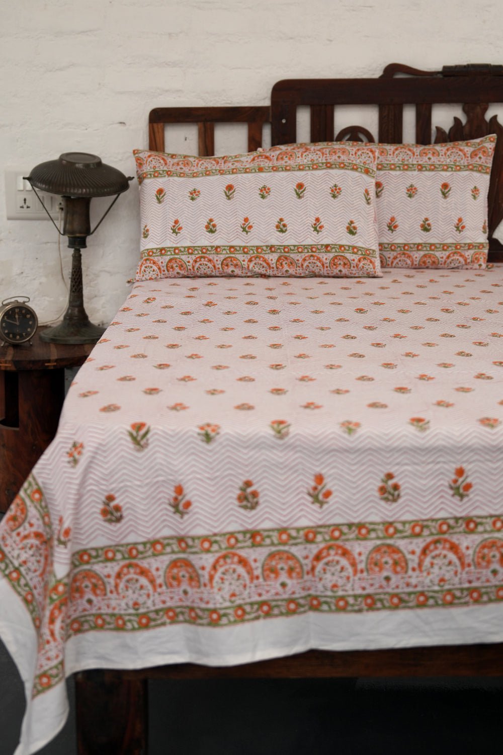 Vibrant Twists Hand-Block Printed Bedsheet - SootiSyahi