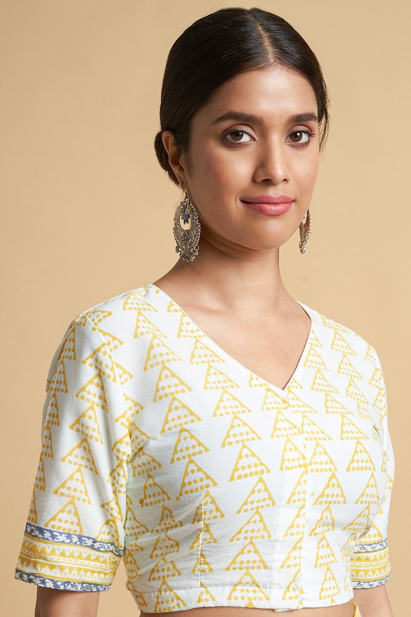 "Yellow Penguins" Block Printed Cotton Saree - SootiSyahi