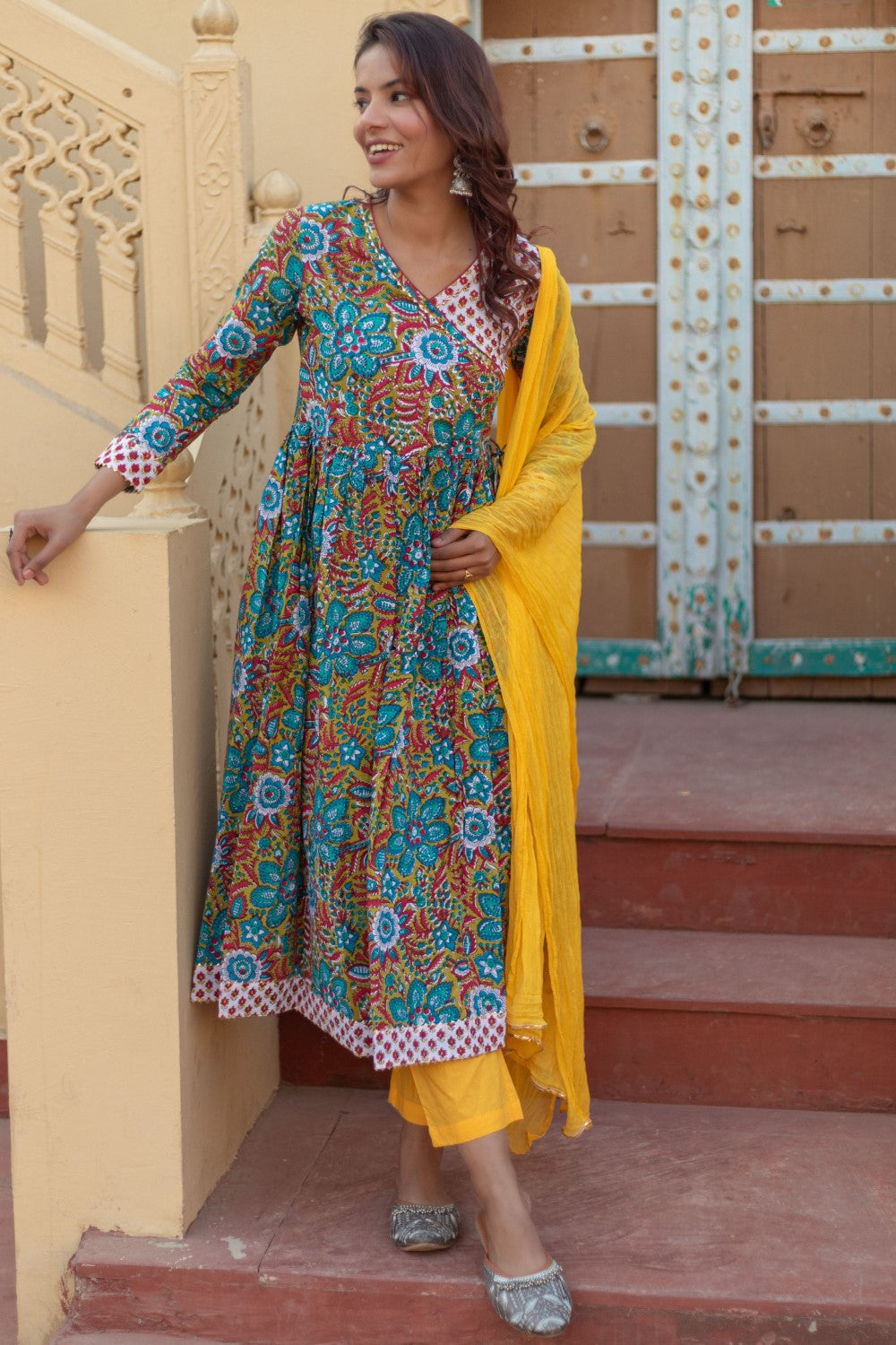 SootiSyahi-“Celebration Medley” Hand Block Printed Cotton Suit Set