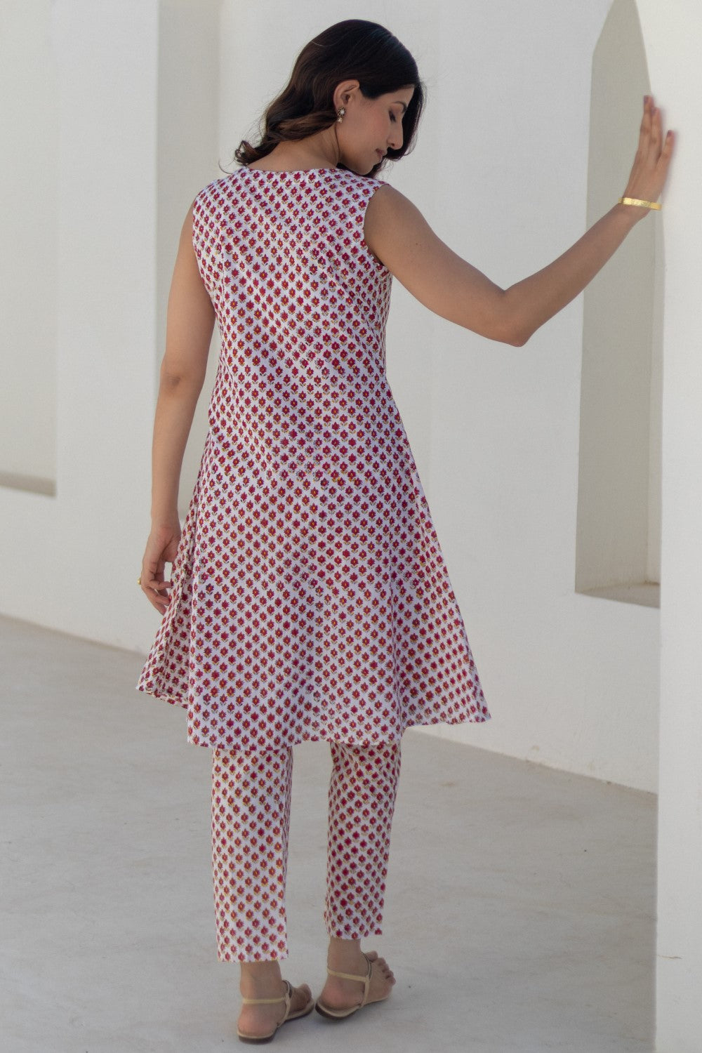 Coral Cascade-hand-block-printed-co-ord-set