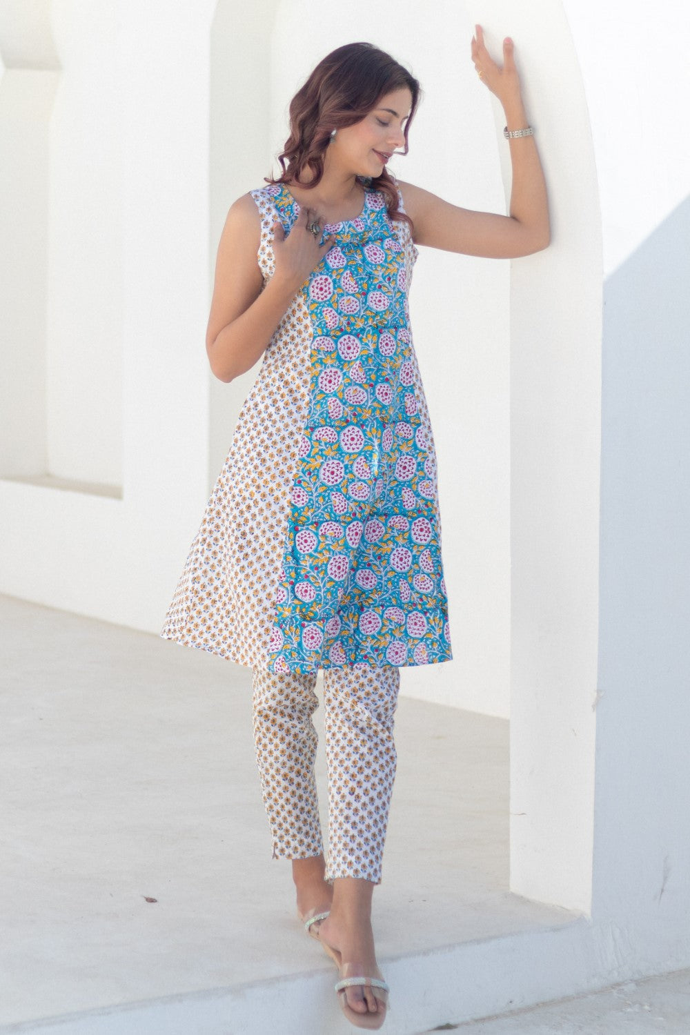 Floral Fusion-hand-block-printed-co-ord-set