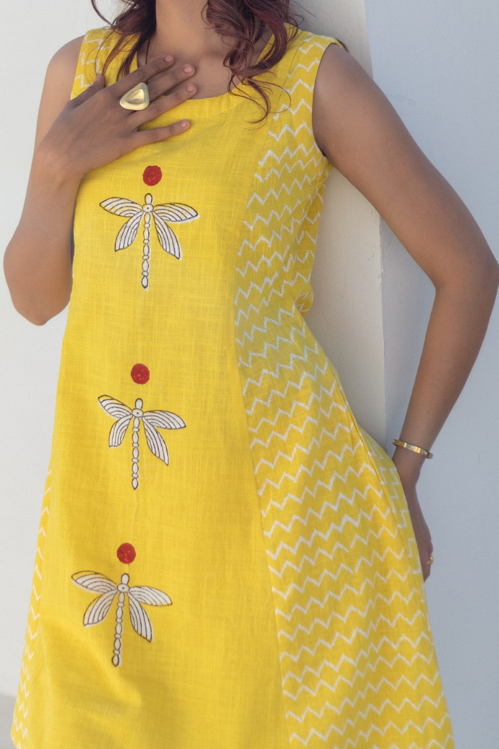 “Dragonfly Sunshine” Handblock Printed Cotton Co-Ord Set