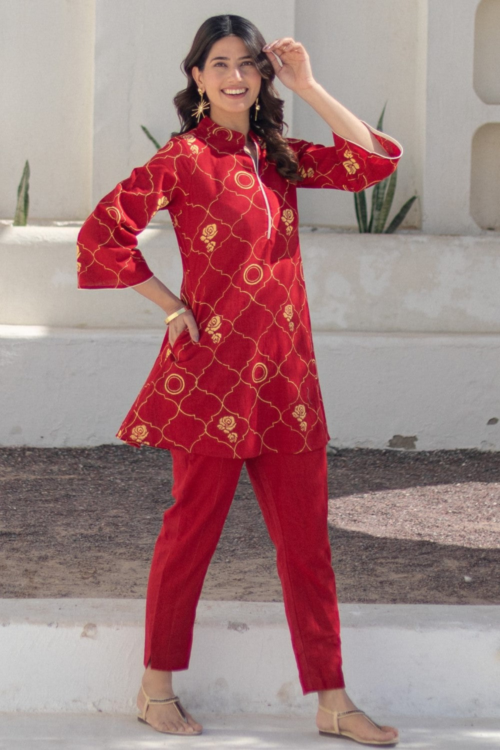 Rose Tapestry' Hand Block Printed Cotton Dress