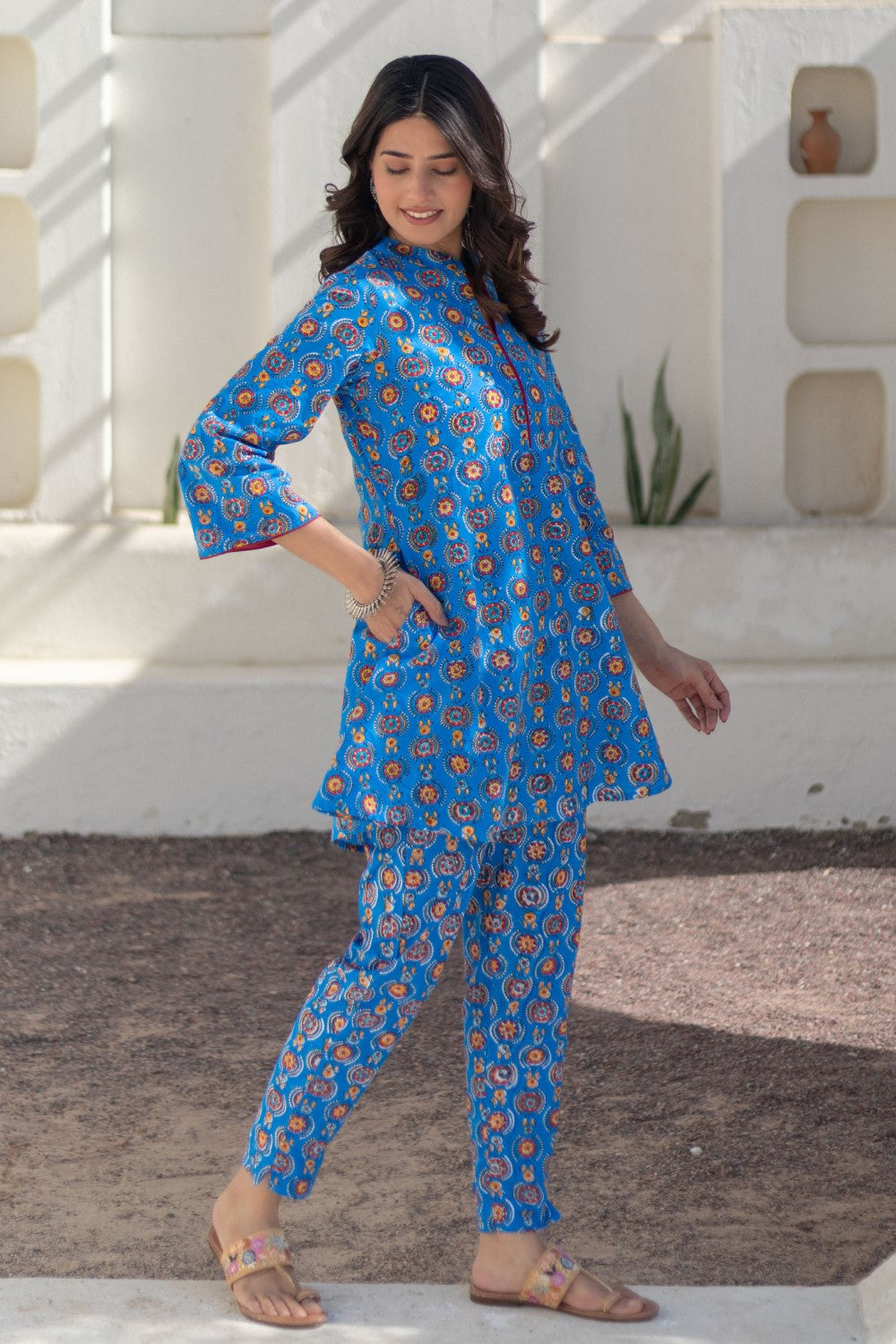 sootisyahi-Azure Medallions-hand-block-printed-co-ord-set
