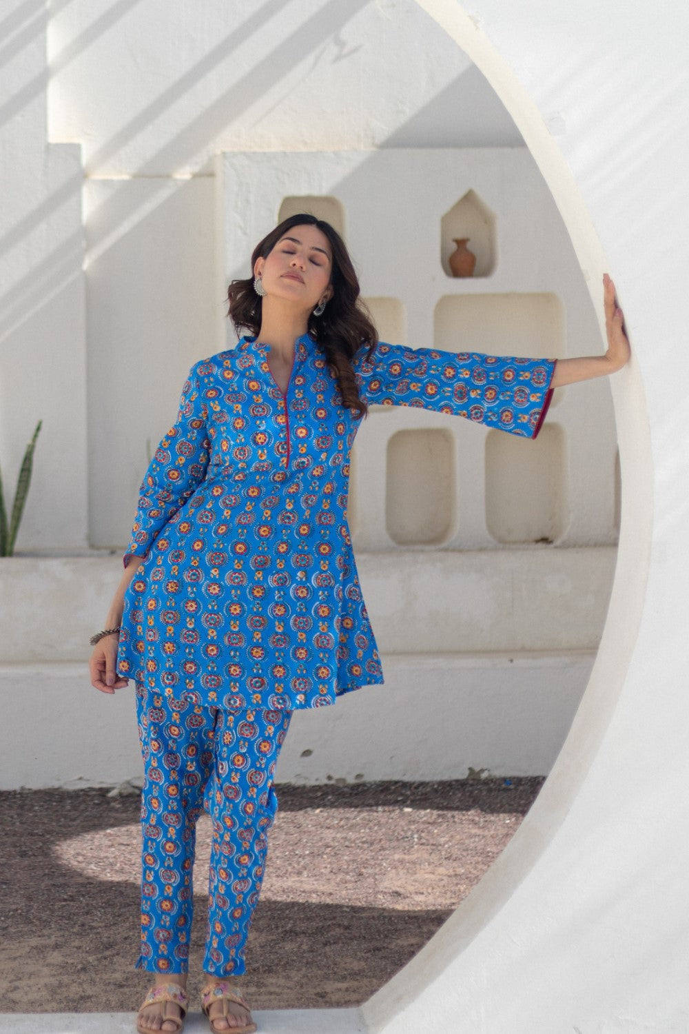 sootisyahi-Azure Medallions-hand-block-printed-co-ord-set