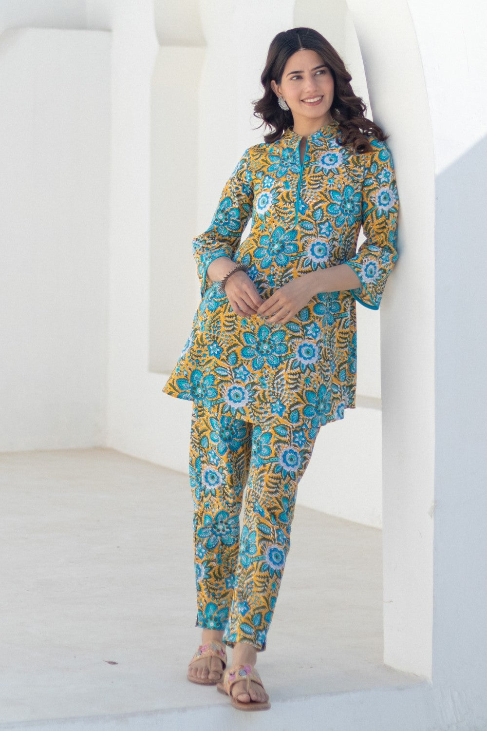 sootisyahi-Turquoise Tapestry-hand-block-printed-co-ord-set