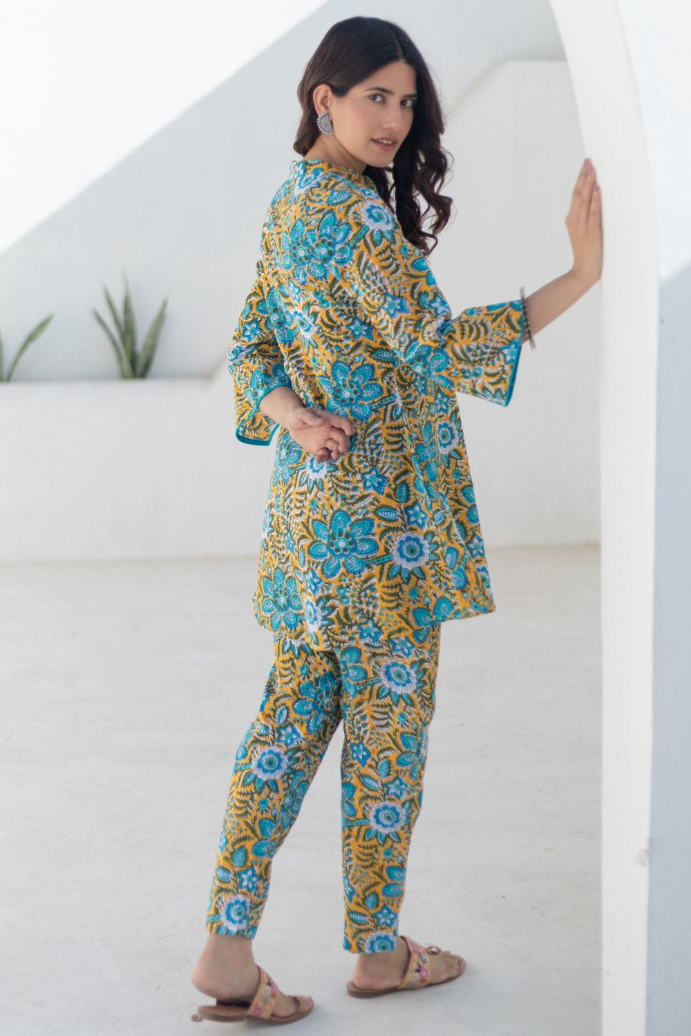 sootisyahi-Turquoise Tapestry-hand-block-printed-co-ord-set