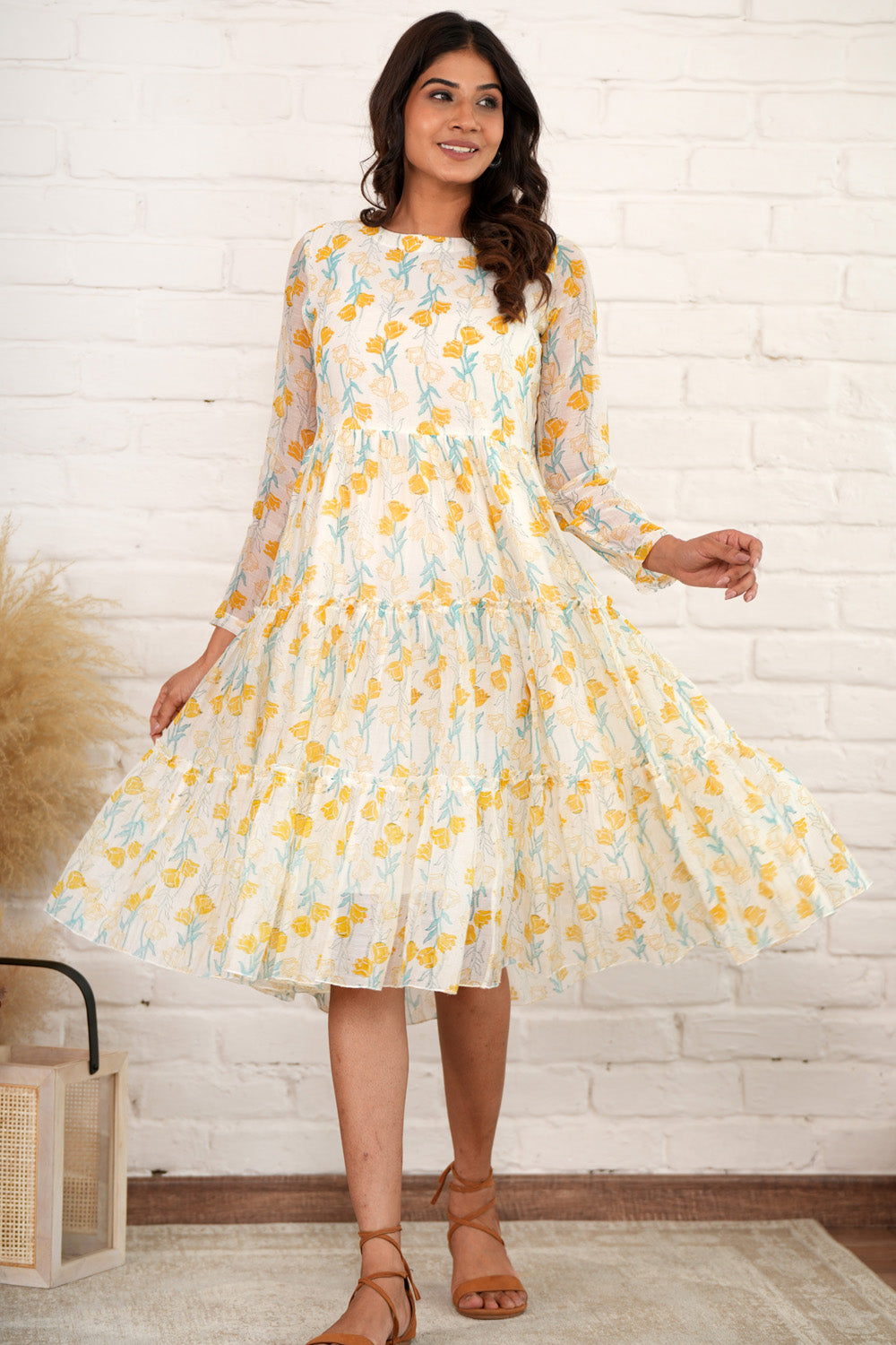 Elegant Serenity - Hand Block Printed Dress