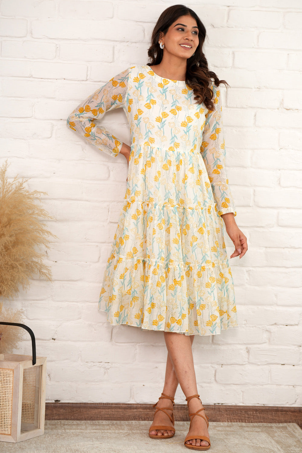 Elegant Serenity - Hand Block Printed Dress