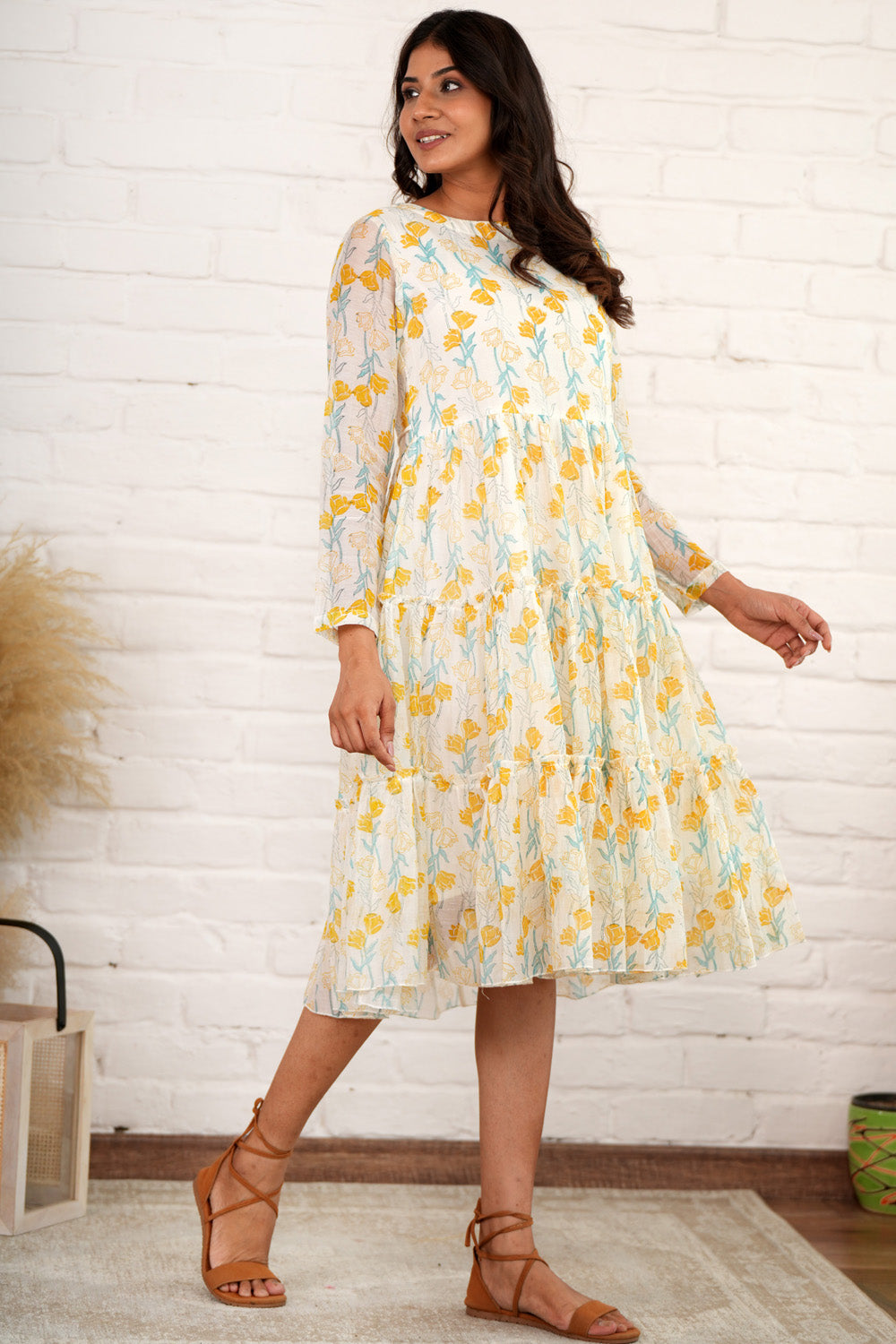 Elegant Serenity - Hand Block Printed Dress