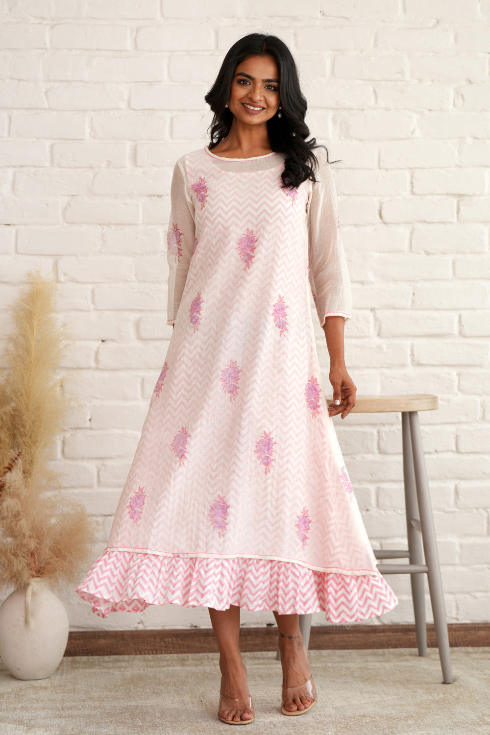 Serene Blossom - Hand Block Printed Dress