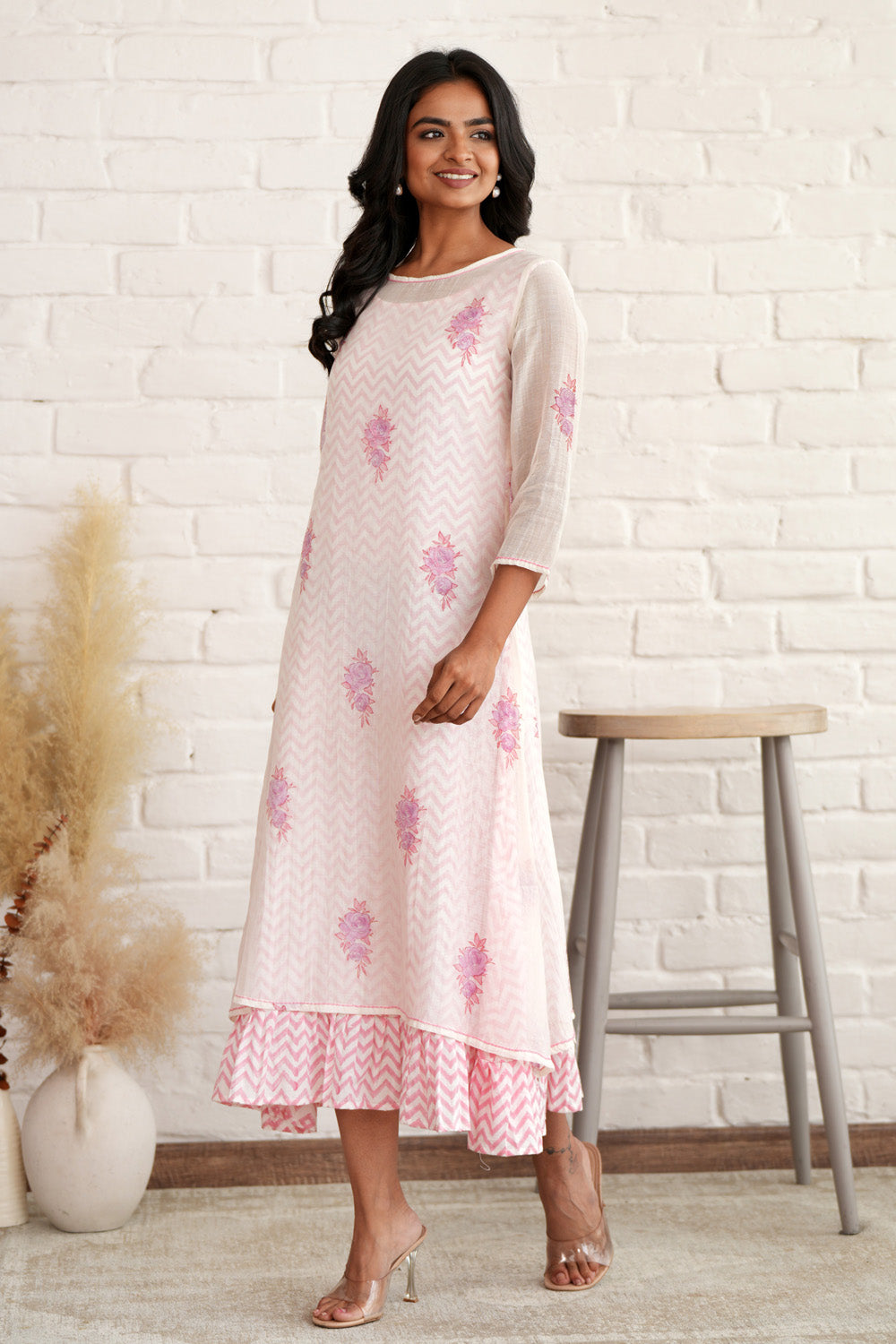 Serene Blossom - Hand Block Printed Dress