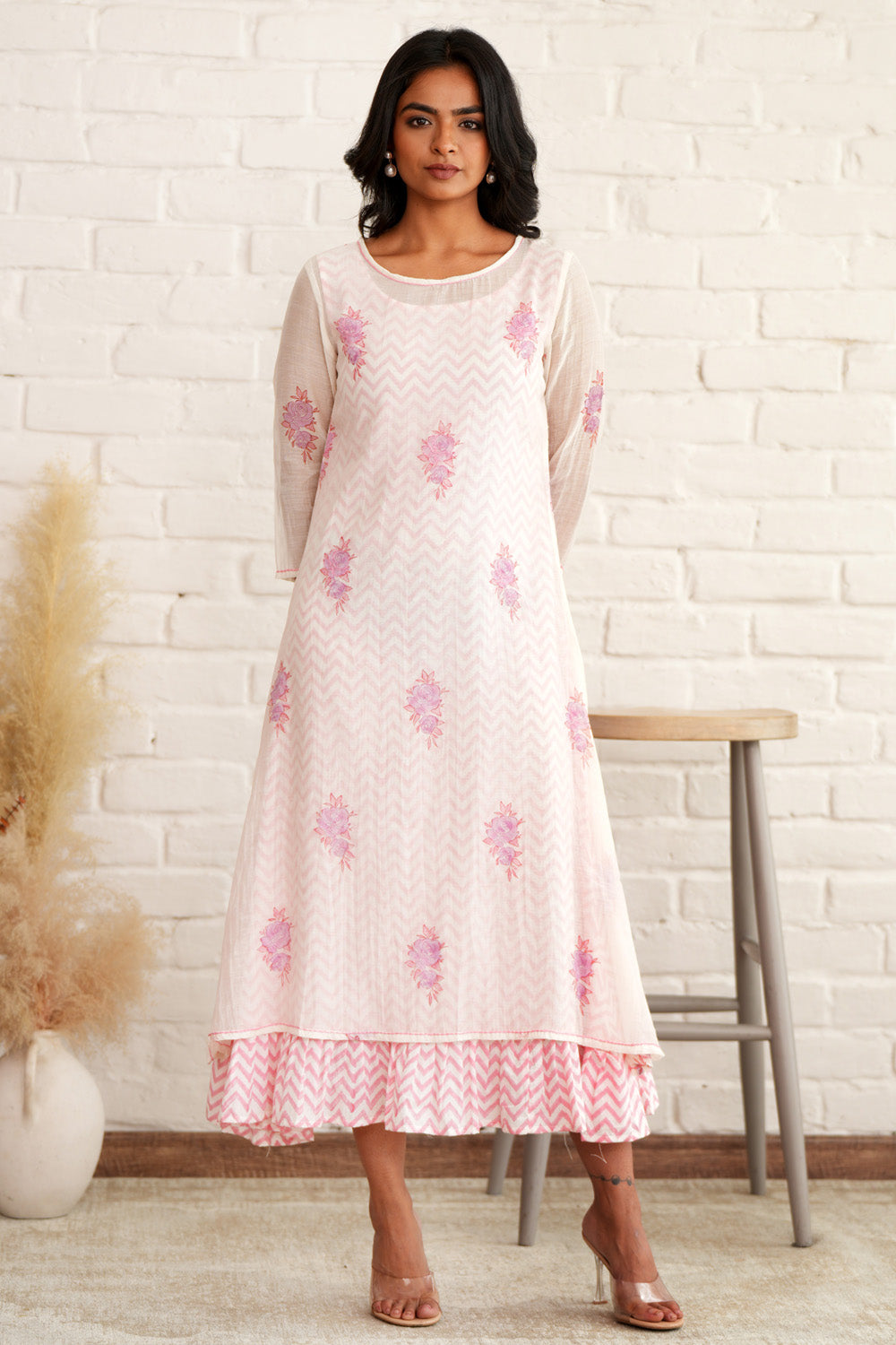 Serene Blossom - Hand Block Printed Dress