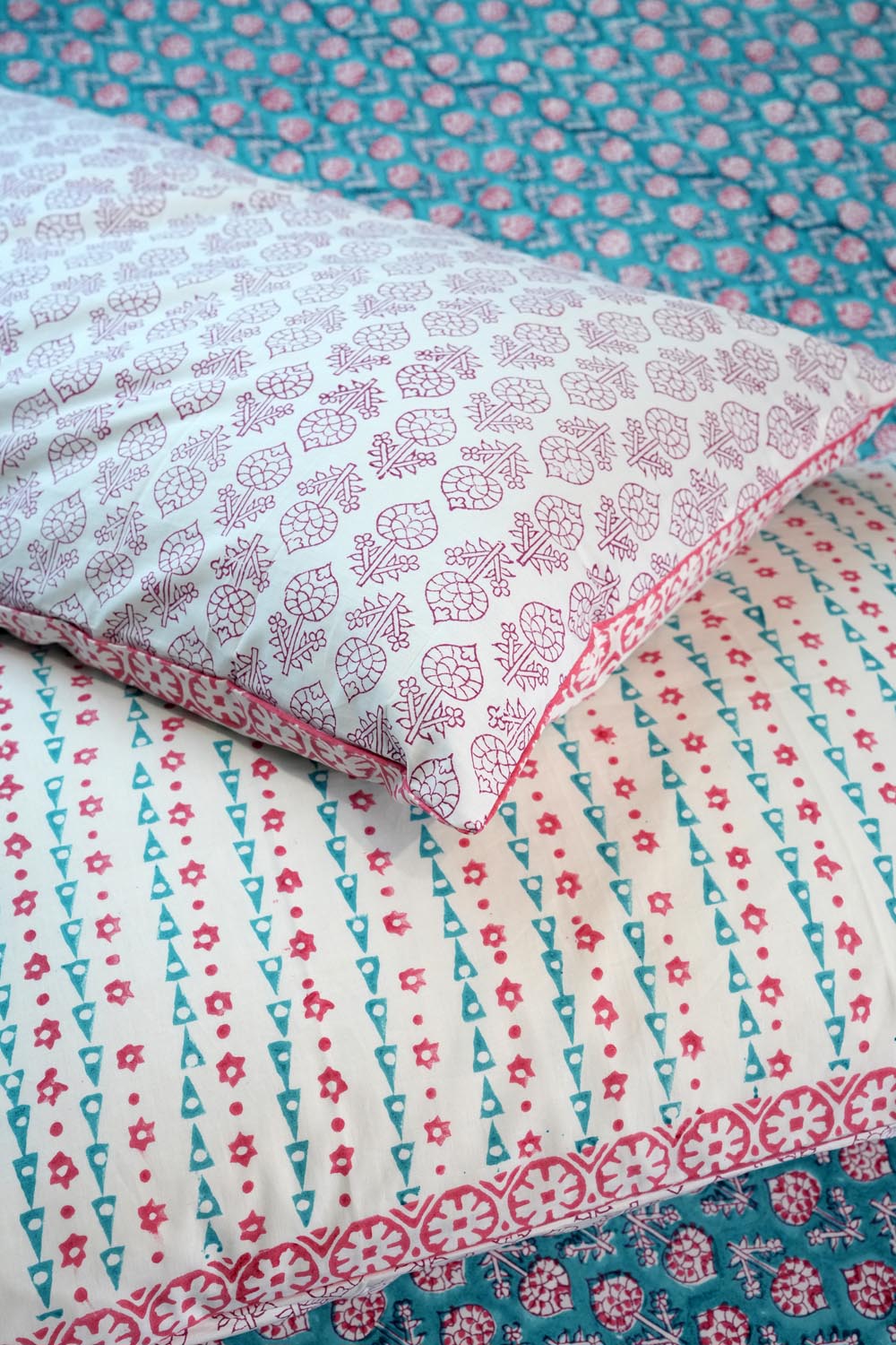 Artisan Weave Hand Block Printed Cotton Percale Bedsheet