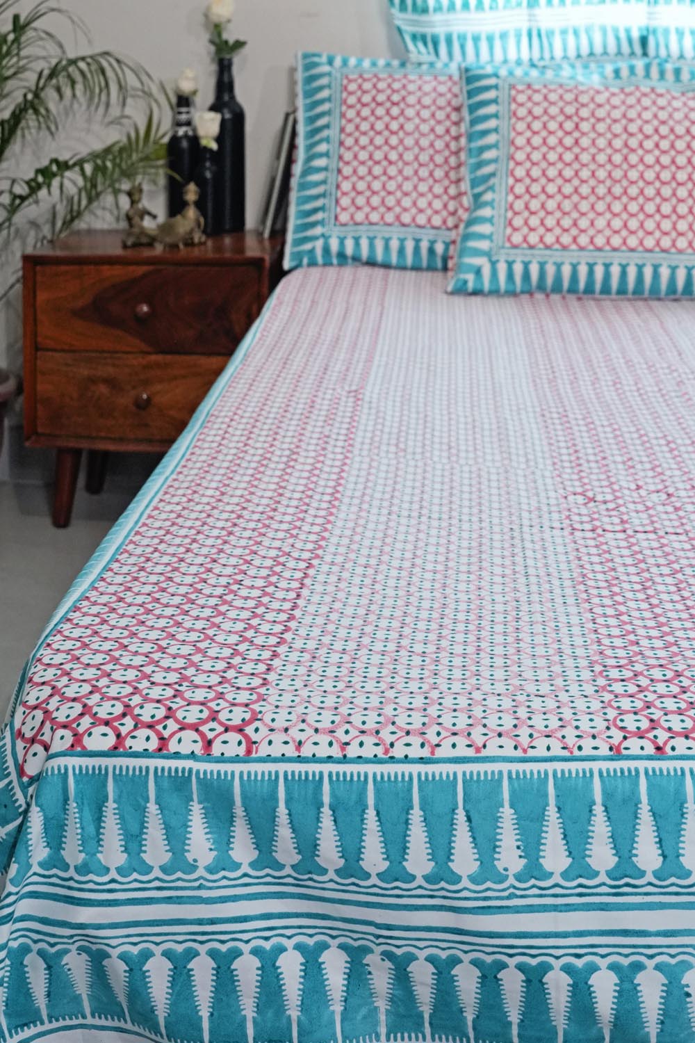 Cloud Nest Hand Block Printed Cotton Percale Bedsheet