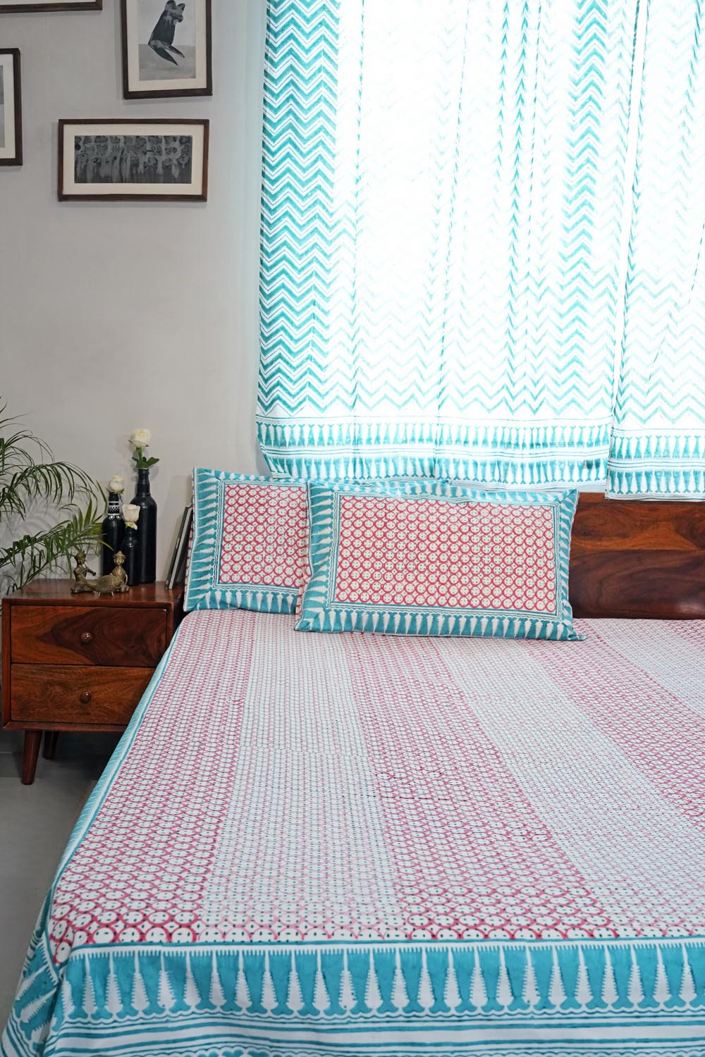 Cloud Nest Hand Block Printed Cotton Percale Bedsheet