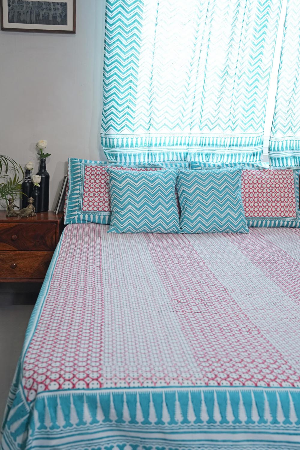 Cloud Nest Hand Block Printed Cotton Percale Bedsheet