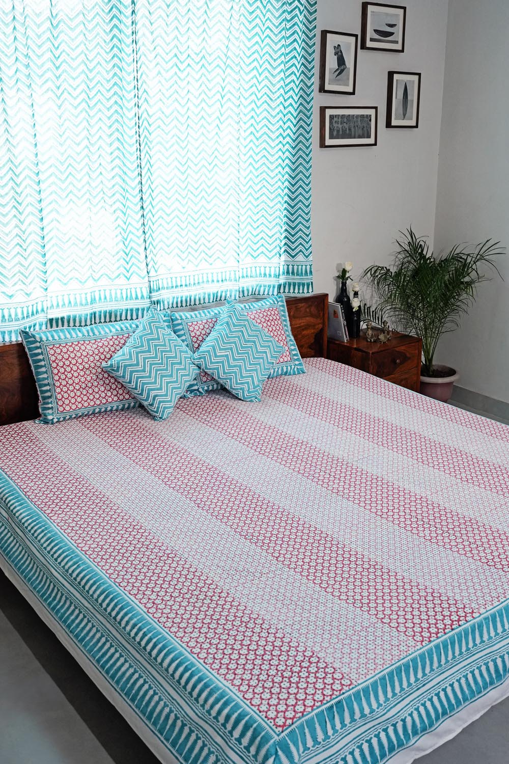 Cloud Nest Hand Block Printed Cotton Percale Bedsheet