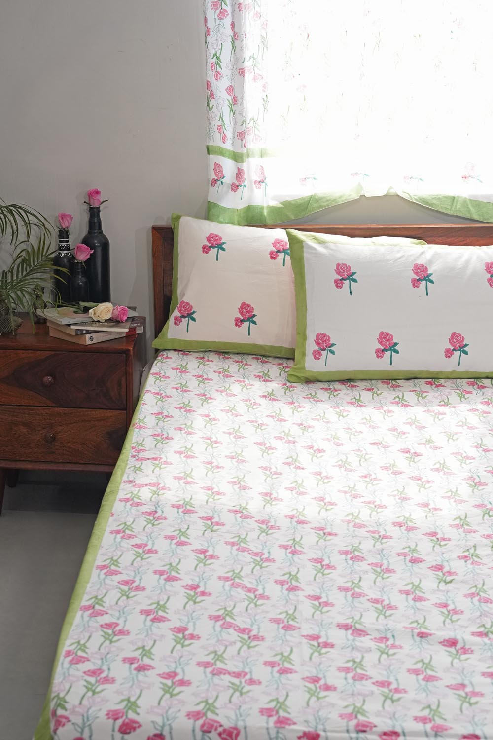 Blooming Meadow Hand Block Printed Cotton Percale Bedsheet