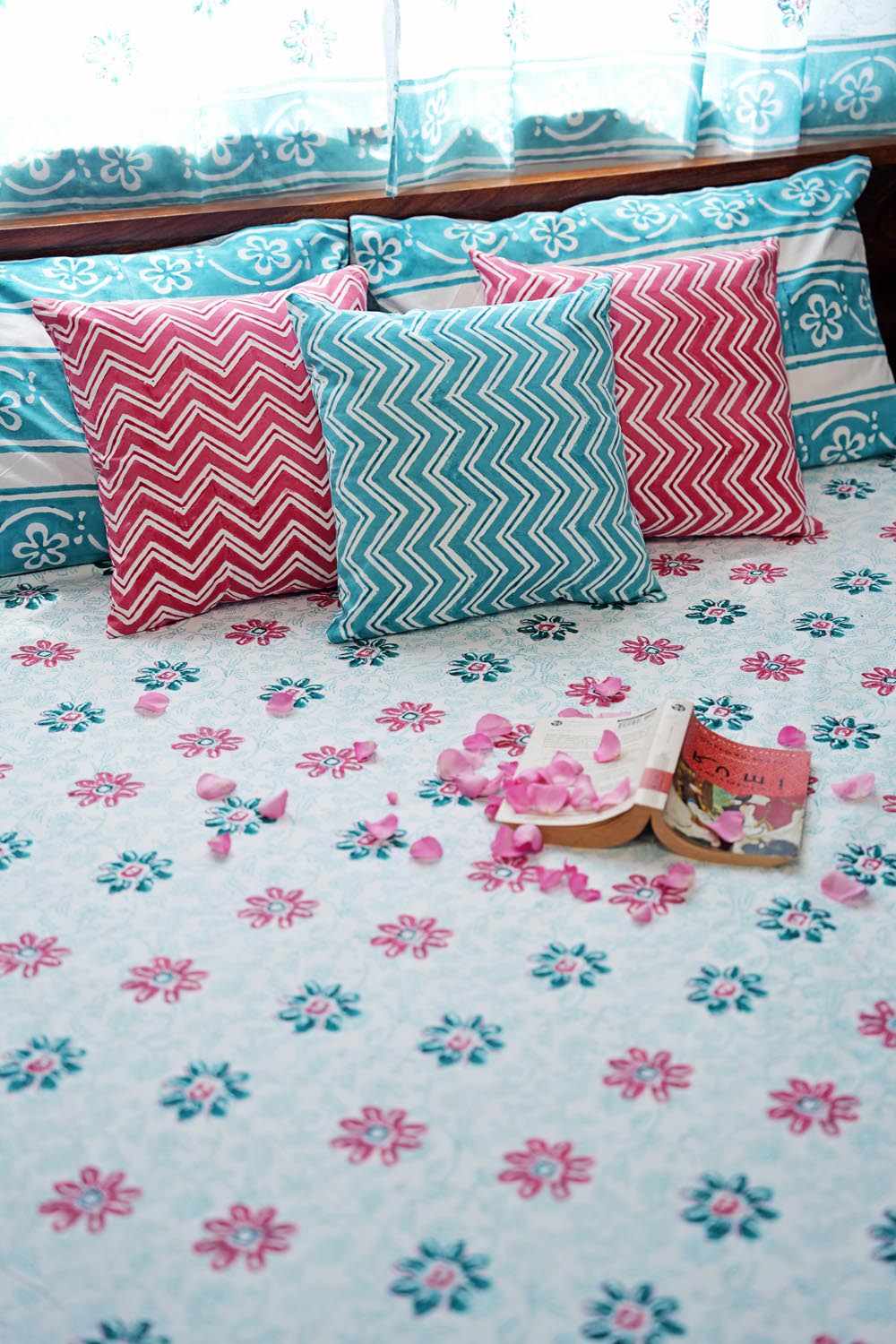 Pure Slumber Hand Block Printed Cotton Percale Bedsheet