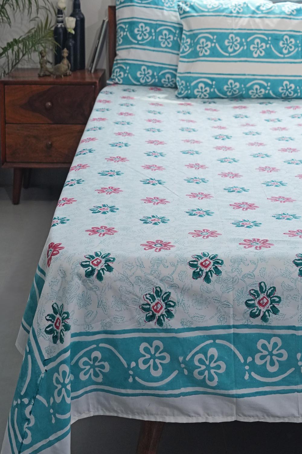 Pure Slumber Hand Block Printed Cotton Percale Bedsheet