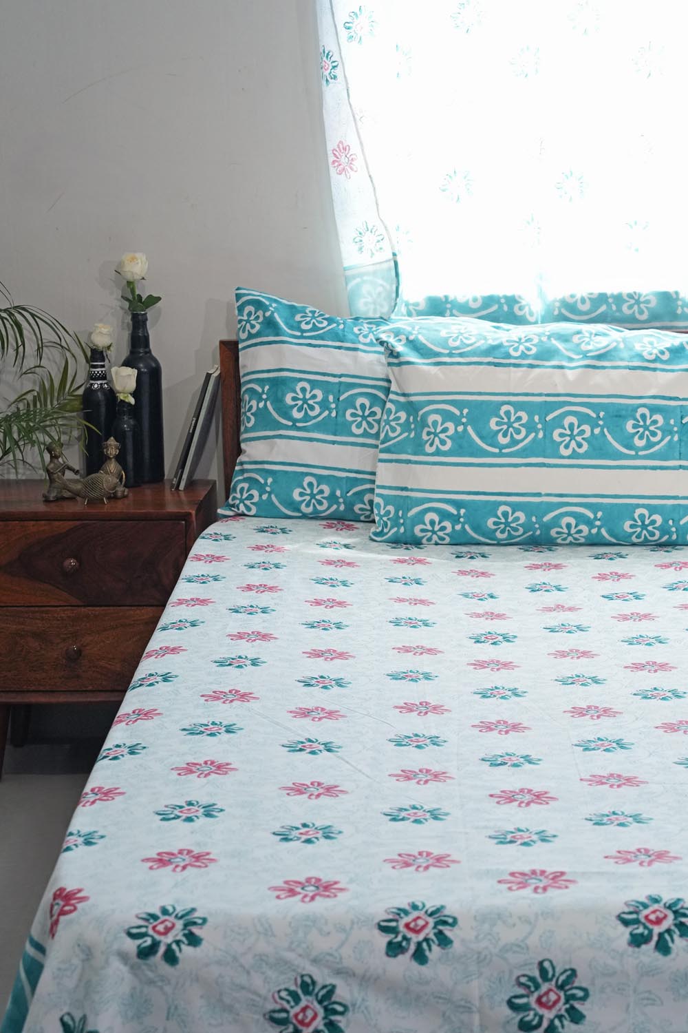 Pure Slumber Hand Block Printed Cotton Percale Bedsheet