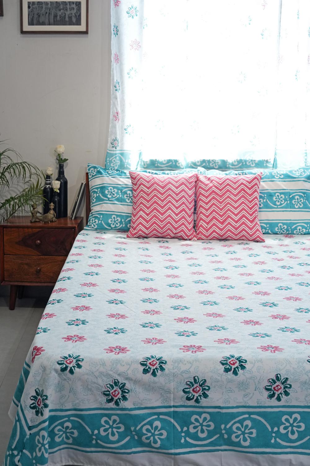 Pure Slumber Hand Block Printed Cotton Percale Bedsheet