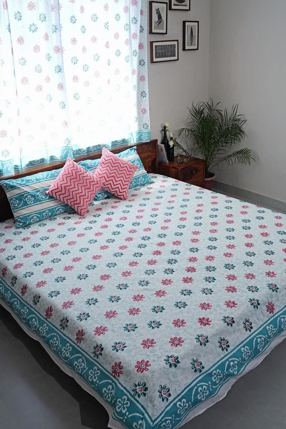 Pure Slumber Hand Block Printed Cotton Percale Bedsheet