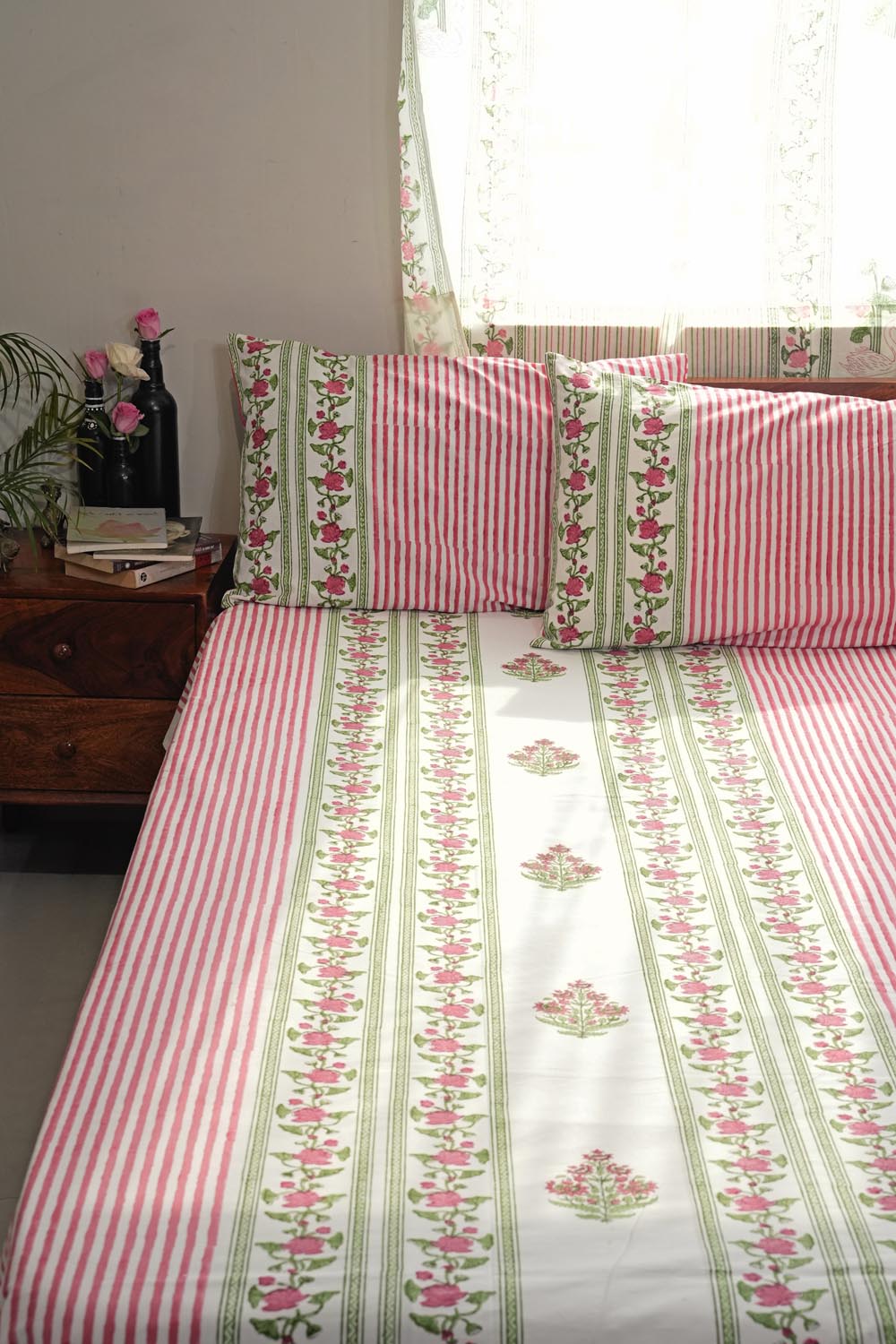 Artisan's Dream Hand Block Printed Cotton Percale Bedsheet