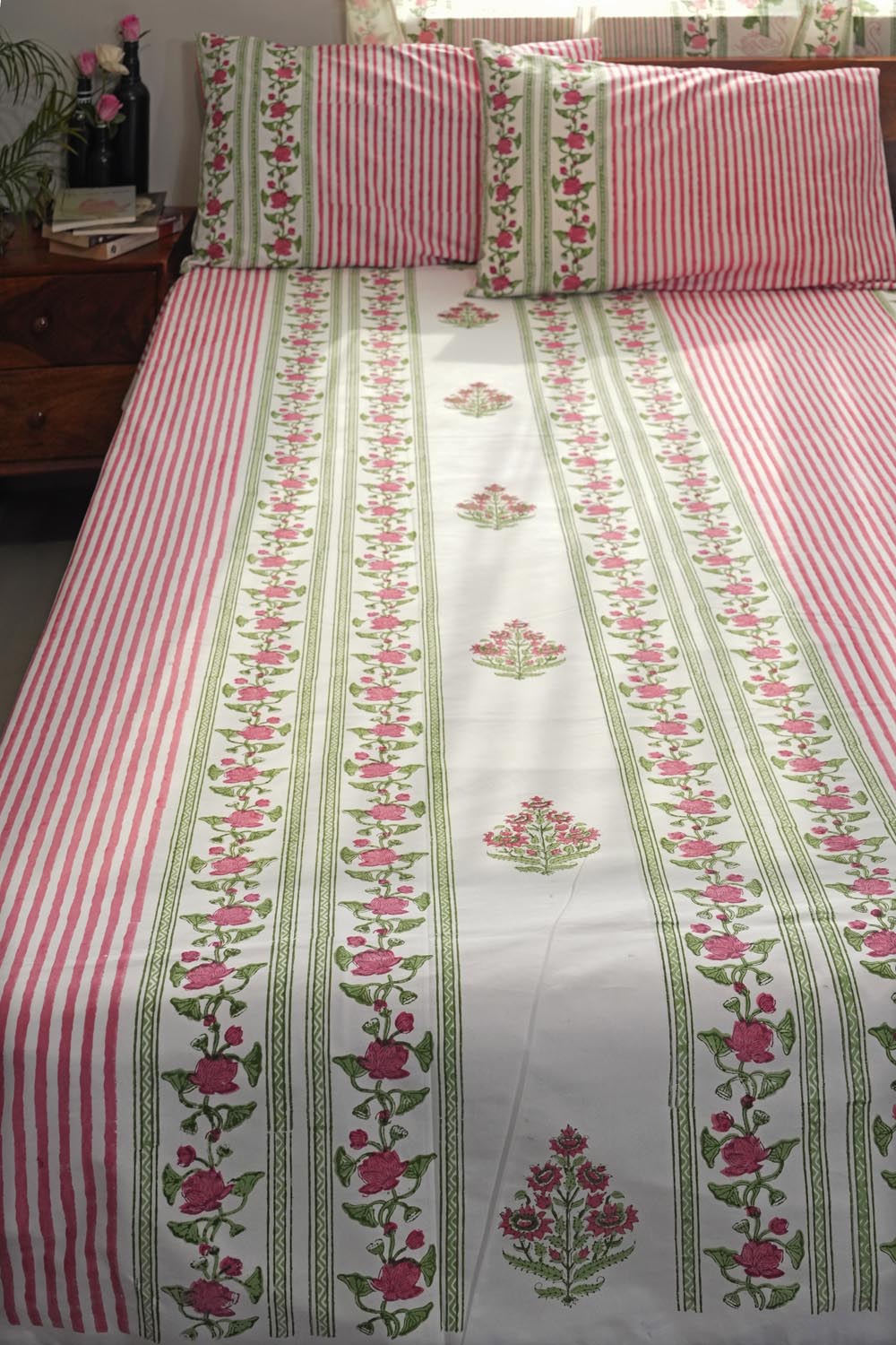 Artisan's Dream Hand Block Printed Cotton Percale Bedsheet