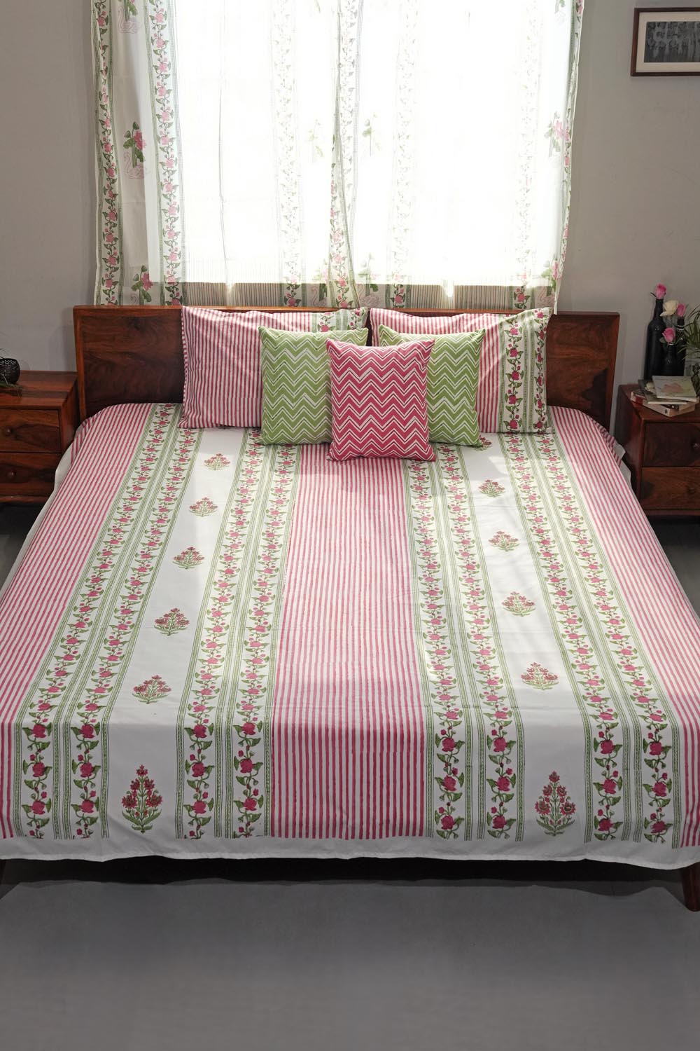 Artisan's Dream Hand Block Printed Cotton Percale Bedsheet