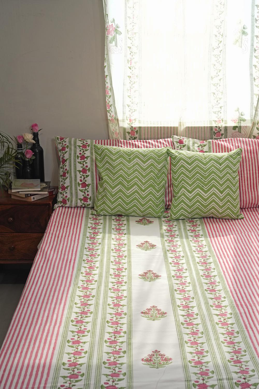 Artisan's Dream Hand Block Printed Cotton Percale Bedsheet