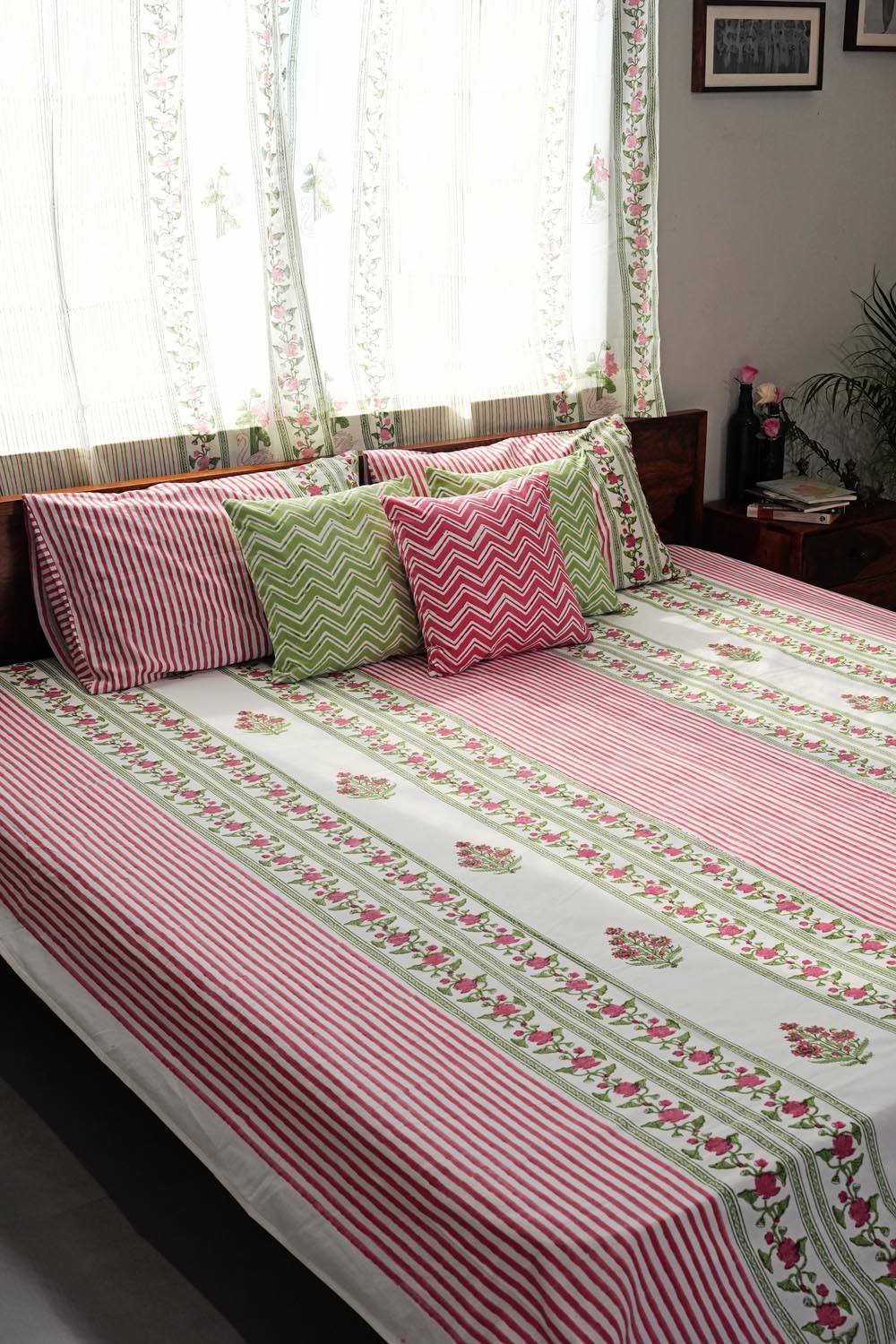 Artisan's Dream Hand Block Printed Cotton Percale Bedsheet