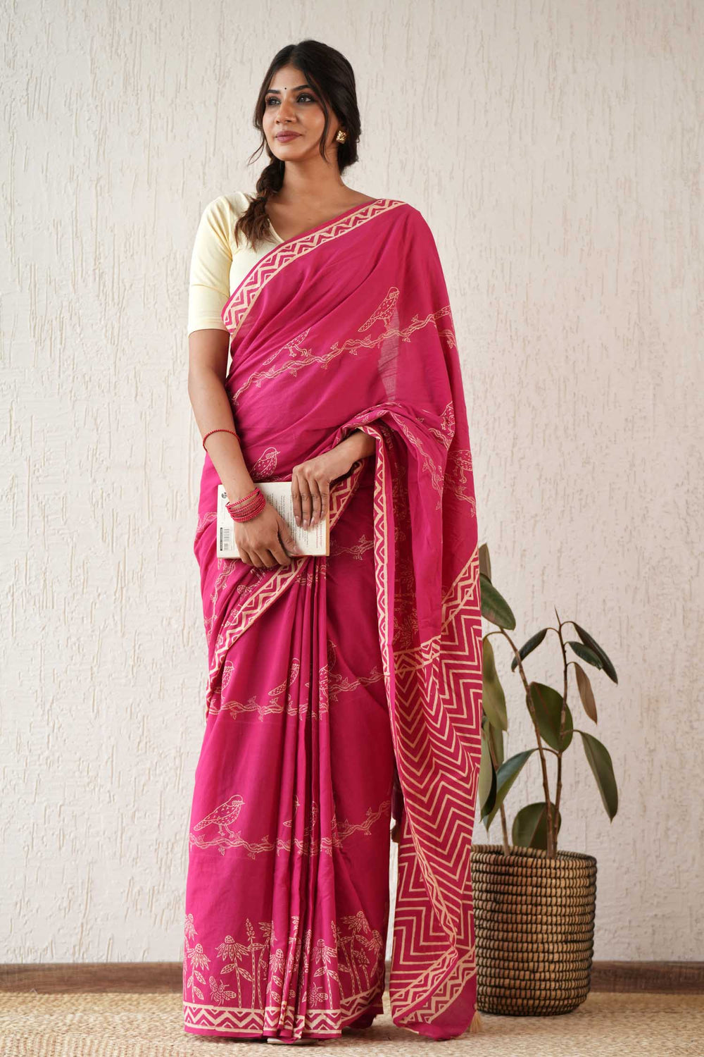 Serene Meadows - Hand Block Mul Mul Cotton Saree main image 0