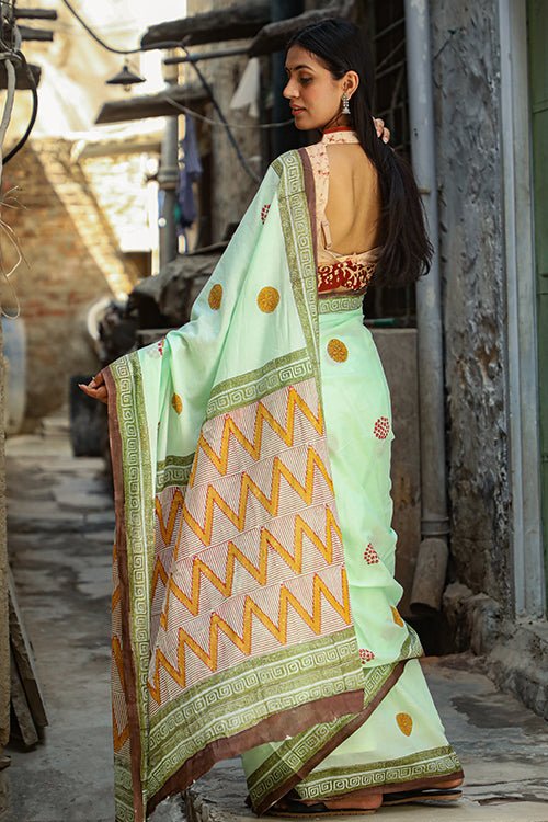 Shvetika Pure Mul Cotton Hand Mirrorwork Saree main image 1