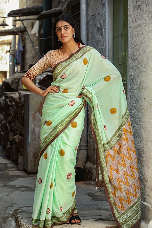 Free Shipping Sea Green With Lavender Korvai Silk Cotton Saree Online –  www.kosigam.com