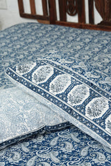 Blue Mist Hand-Block Printed Bedsheet - SootiSyahi