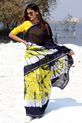 "Buzzing Panther" Bandhni Chanderi Saree - SootiSyahi