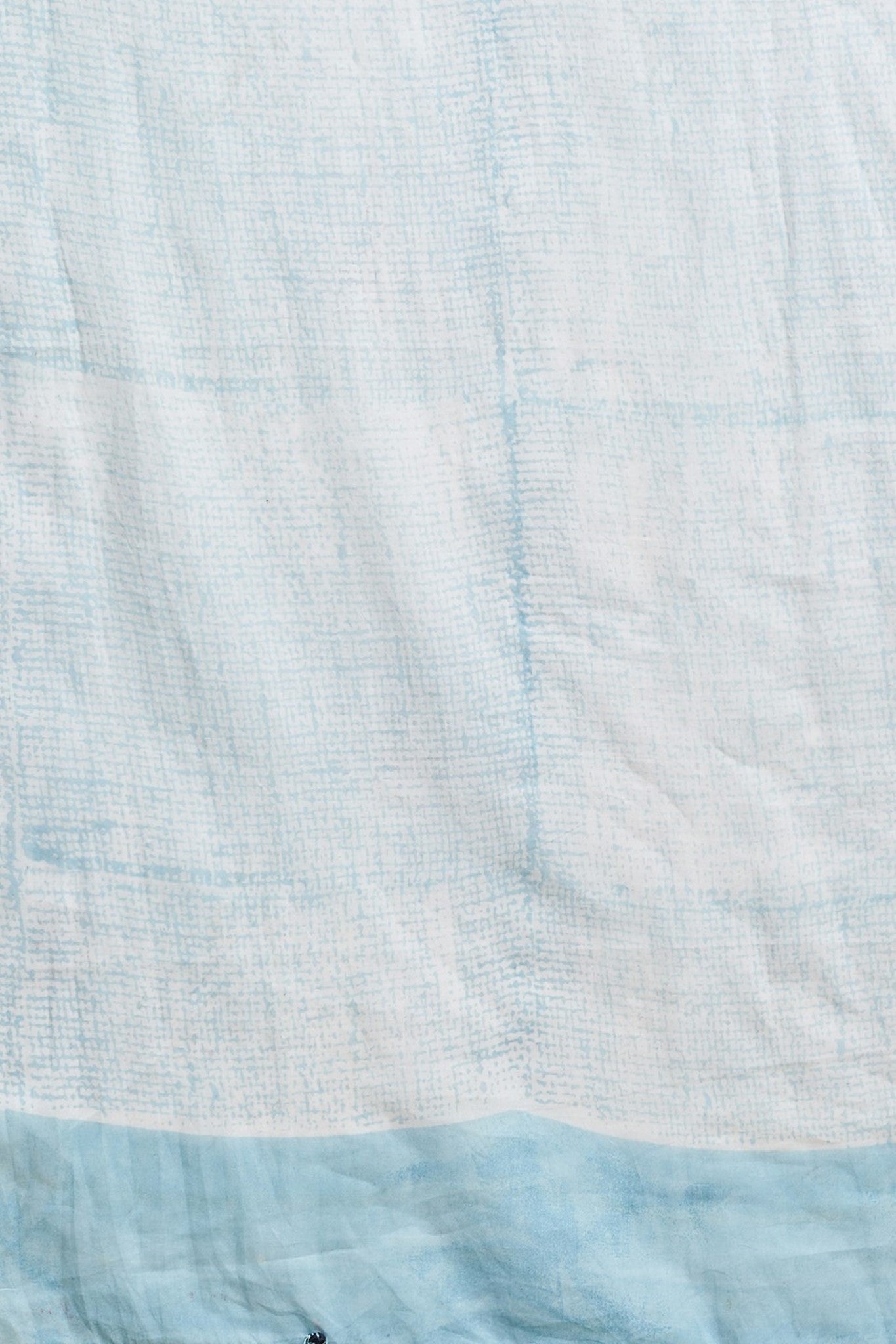 " Candy Blue stripes'' Block Printed Cotton Saree - SootiSyahi