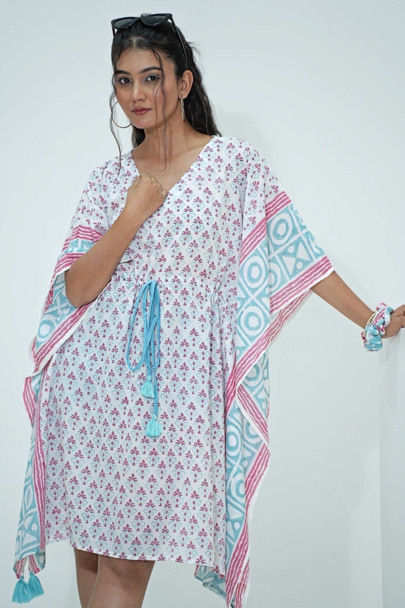 Candy Corn Hand Block Printed Kaftan - SootiSyahi