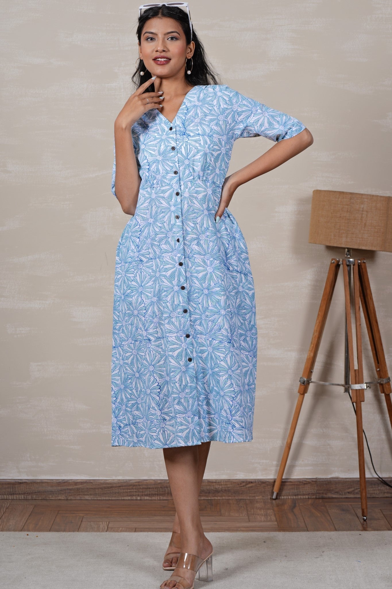 Cinderella Hand Block Printed Dress - SootiSyahi