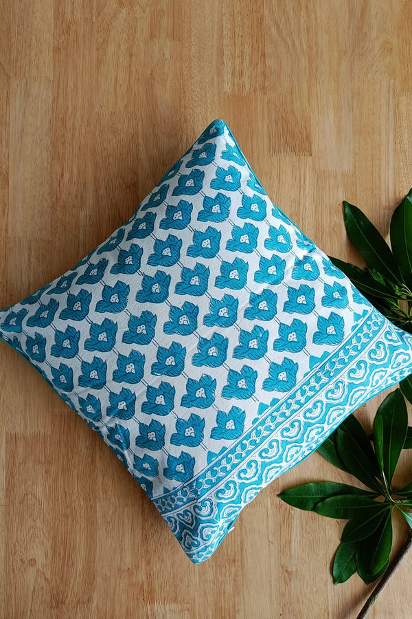 'Classic Consorts'Hand Printed Cotton Cushion Set Of Two - SootiSyahi
