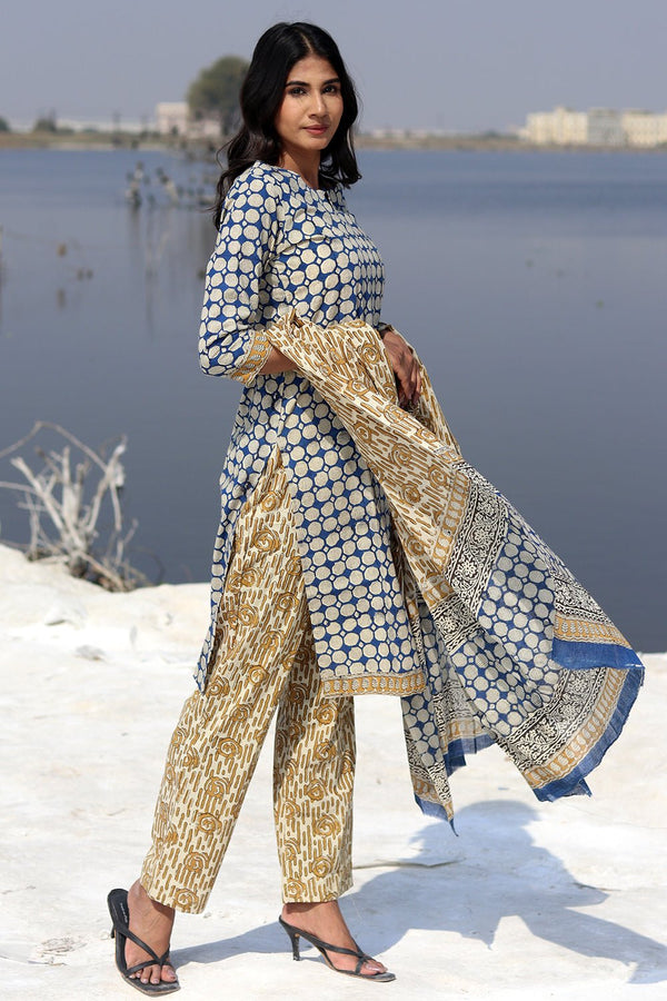DAZZLE BLING Block Printed Salwar Suit Set - SootiSyahi