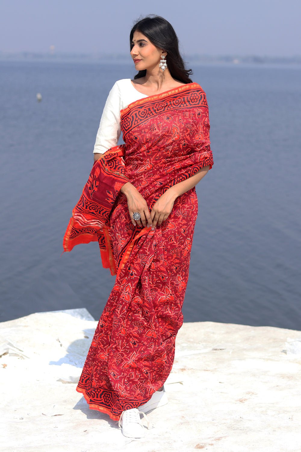 Buy Imperial Red Banarasi Chanderi Saree online-Karagiri