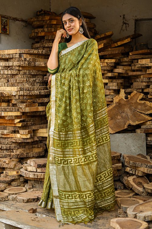 "FINESSE" KASHISH DABU HANDBLOCK PRINT SLUB COTTON SAREE - SootiSyahi