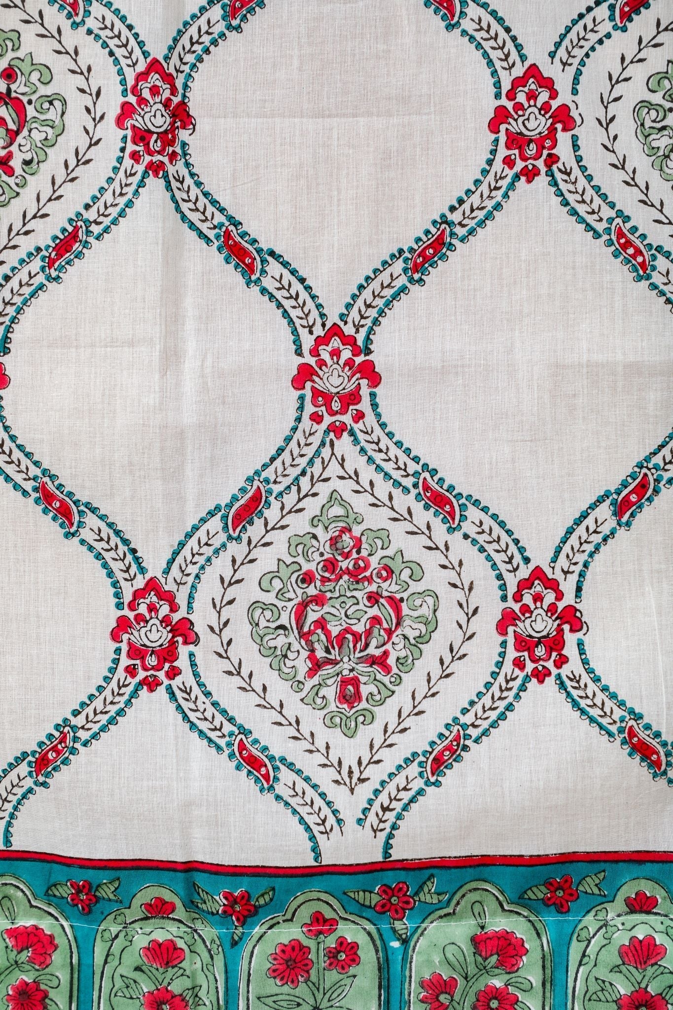 'First Impression' Handblock Printed Cotton Window Curtain - SootiSyahi