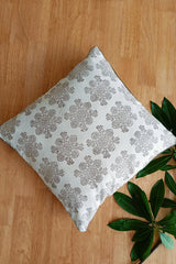 'Floral Lines' Hand Printed Cotton Cushion Set Of Two - SootiSyahi