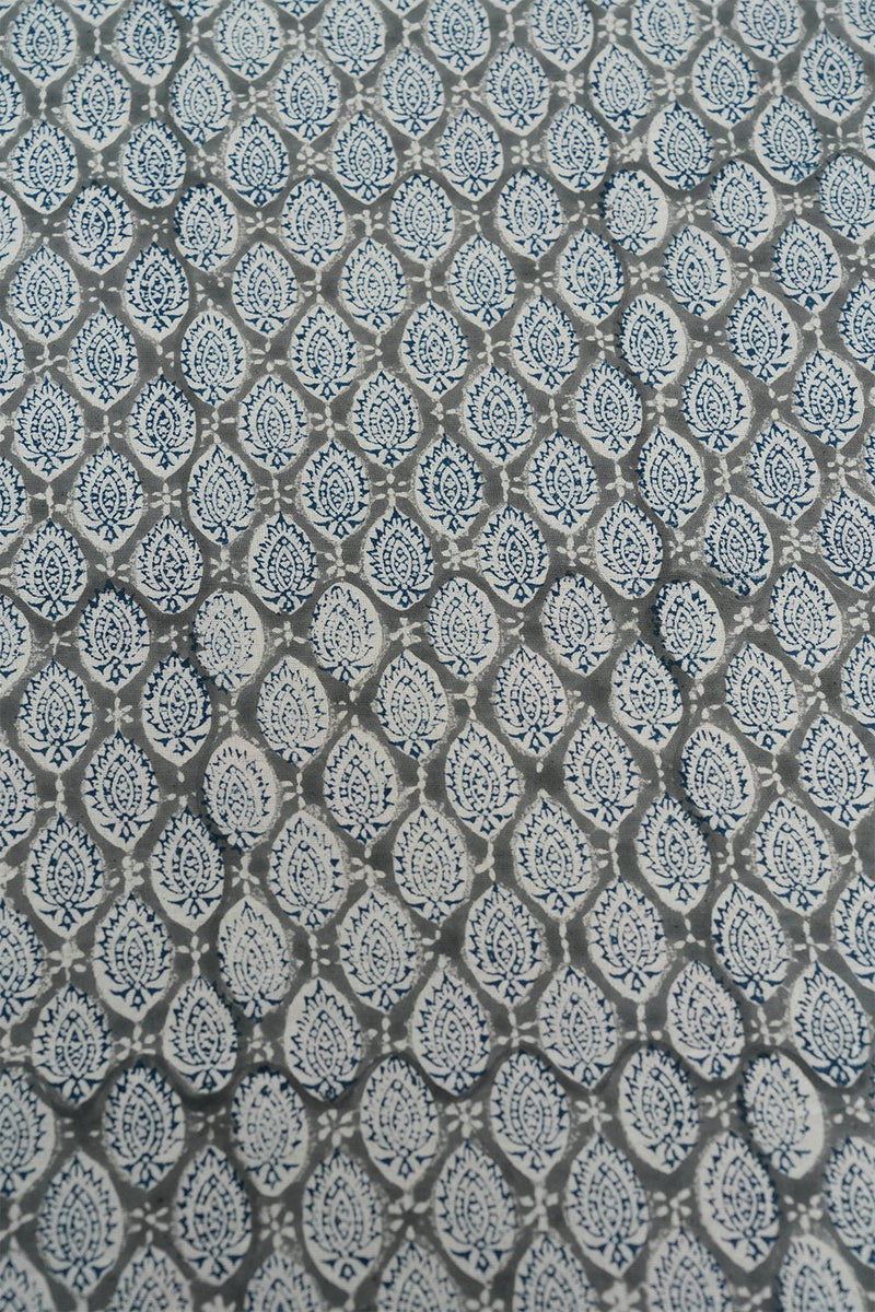 Foggy Daze Block Printed Bedsheet - SootiSyahi