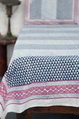 Frosty Blue Rose Hand-Block Printed Bedsheet - SootiSyahi