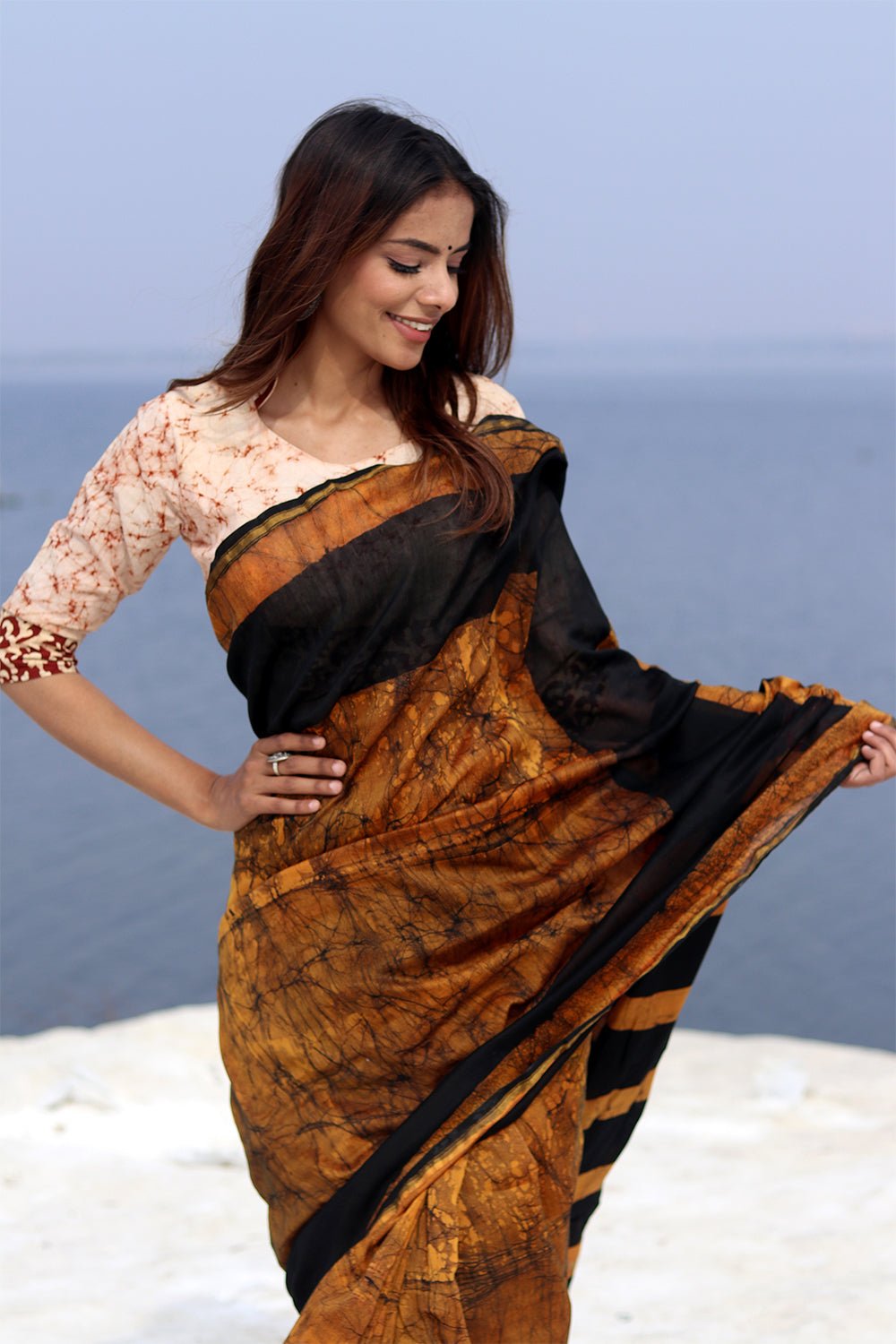 ginger rush batik chanderi saree 352075